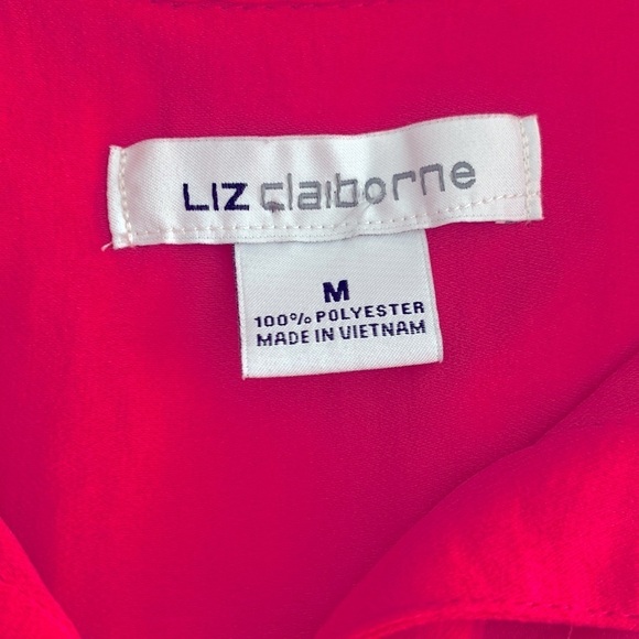 Liz Claiborne PINK Collared Button Sleeveless High/Low Top. Size Medium. - Picture 5 of 8